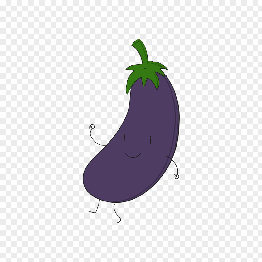Purple Cartoon Eggplant Illustration PNG