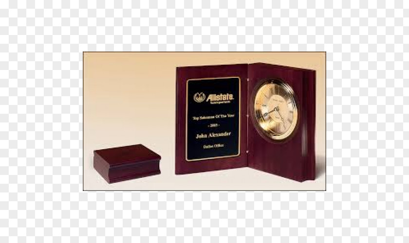 Clock Commemorative Plaque Award Rosewood Engraving PNG