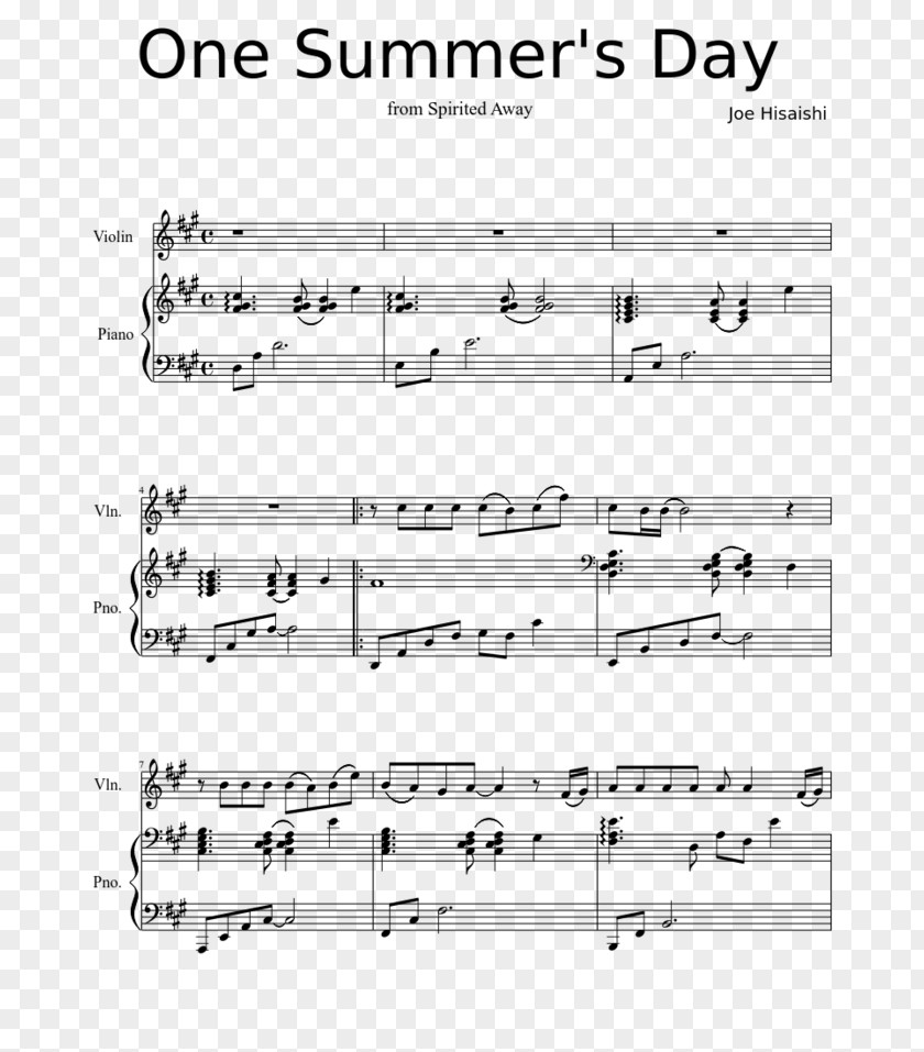 One Summer's Day Violin Sheet Music Piano Spirited Away PNG Away, violin clipart PNG