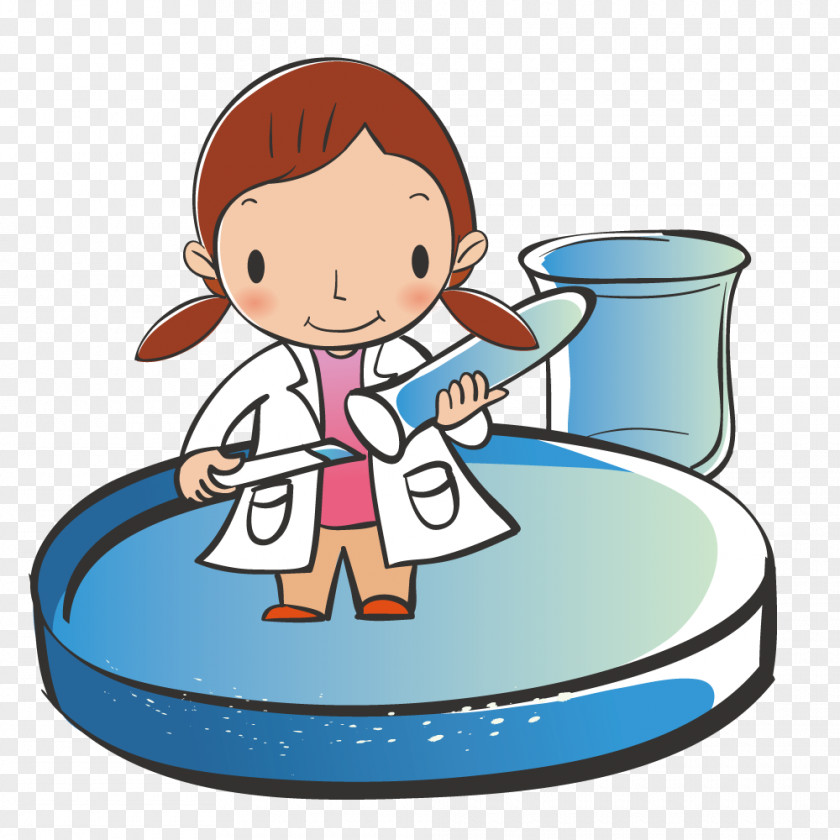 Female Scientists In The Study Test Tube Cartoon Download Clip Art PNG