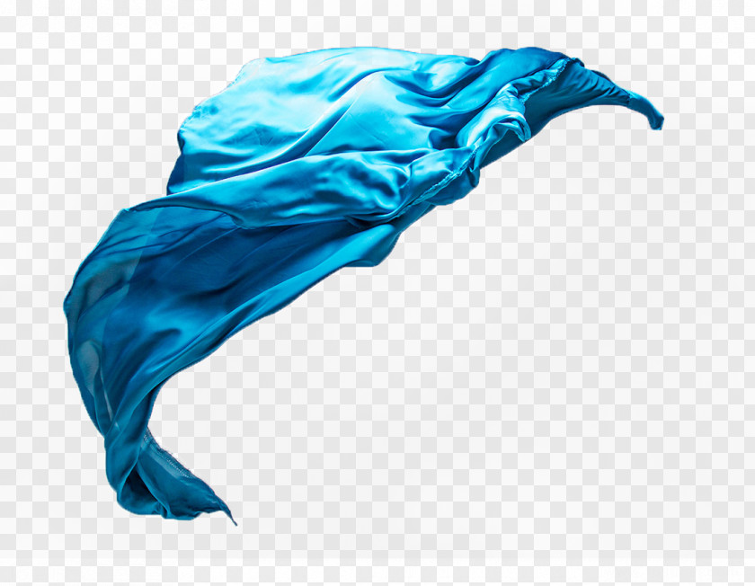Flying In The Air Of Blue Shiny Satin Textile Silk PNG