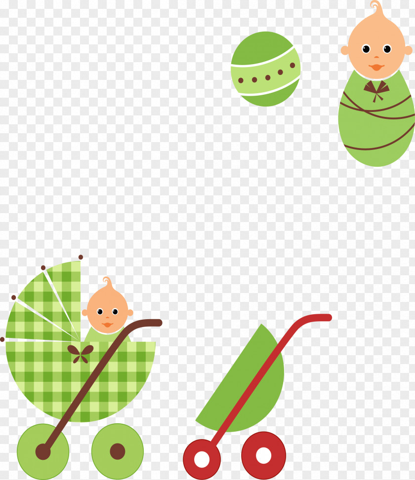 Green Style Baby And Stroller Infant Boy Clip Art PNG