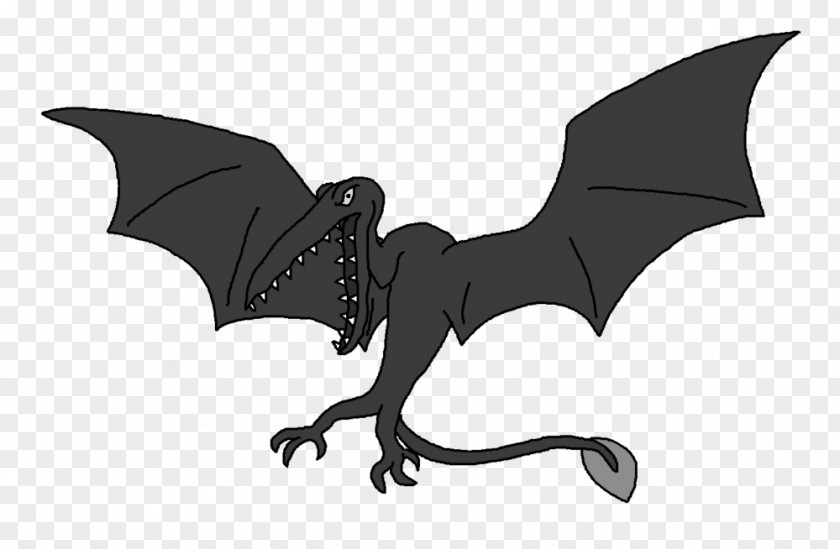 Dragon Silhouette Cartoon Black White PNG