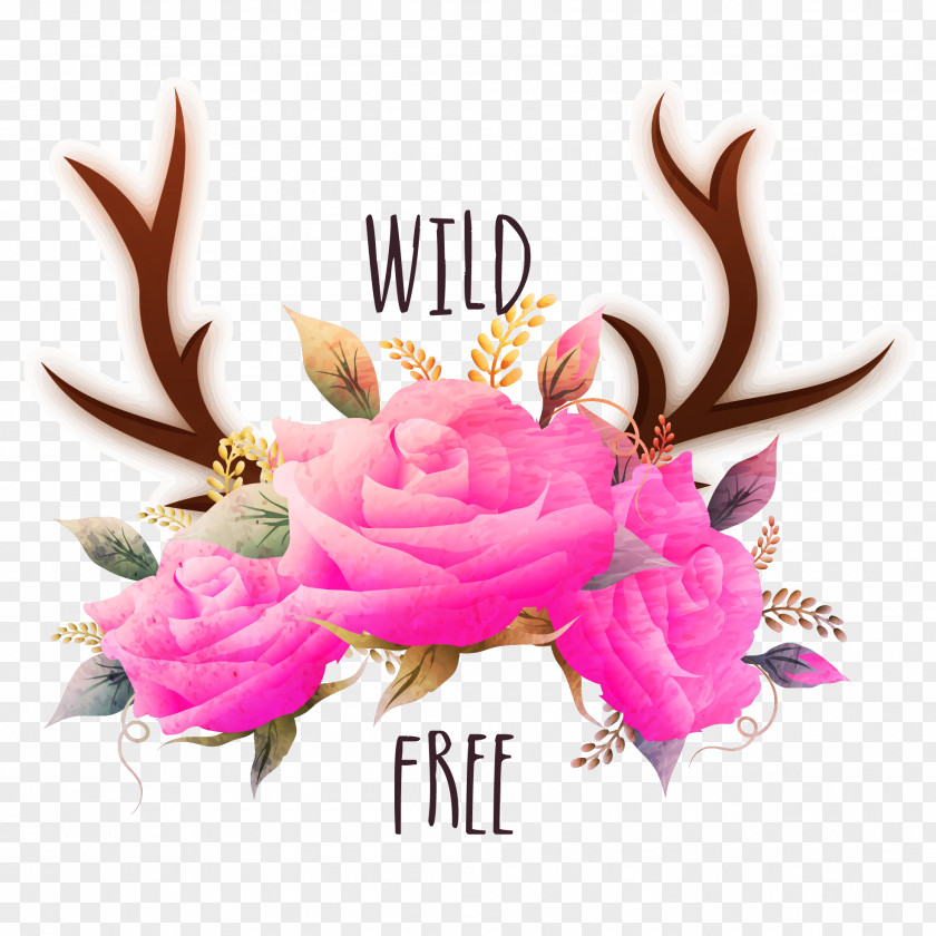 Fashion Personality Free To Pull Flowers Deer Antler Horn Euclidean Vector Flower PNG