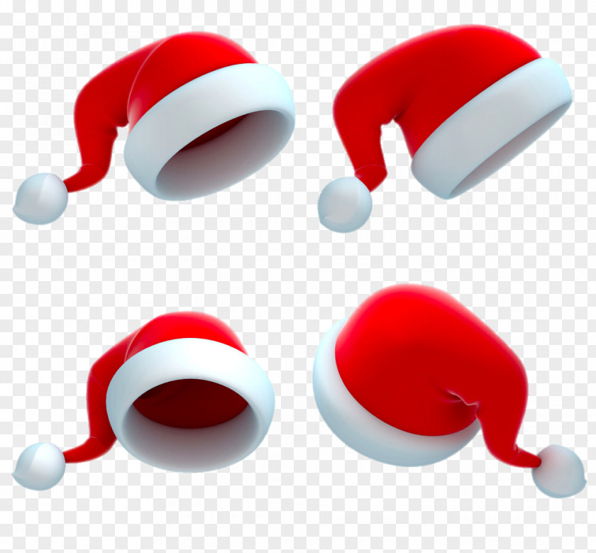 Four Christmas Hats Santa Claus 3D Computer Graphics Photography Royalty-free Illustration PNG