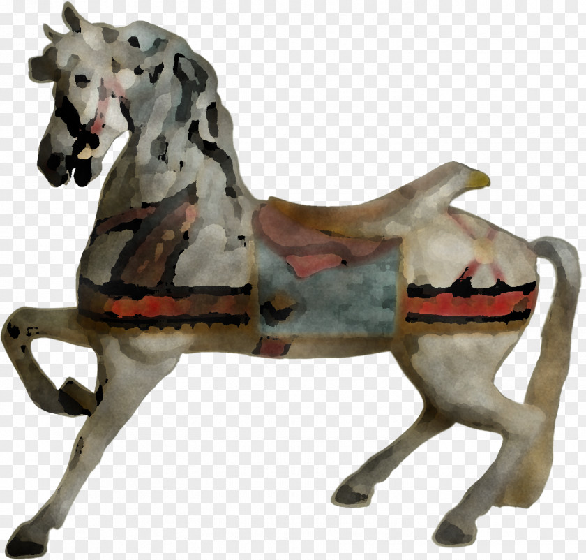 Mustang Stallion Horse Tack Sculpture PNG