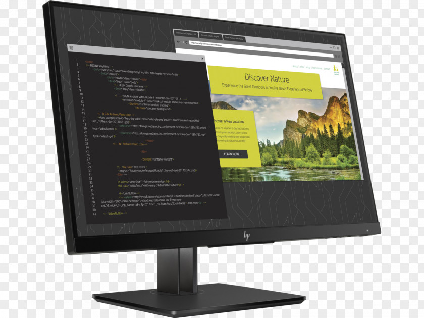 Lcd Monitor Hewlett-Packard HP Z24nf 23.8-inch Narrow Bezel IPS Display LCD LED TV 23 To 24in 1JS07A4 Computer Monitors Panel PNG