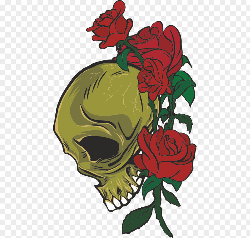 Skull Garden Roses Sticker Artikel PNG