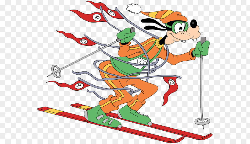 Slalom Skiing Goofy Minnie Mouse Mickey Daisy Duck Clip Art PNG