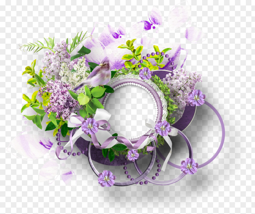 Beautiful Flower Cluster Border Flowers Purple Clip Art PNG