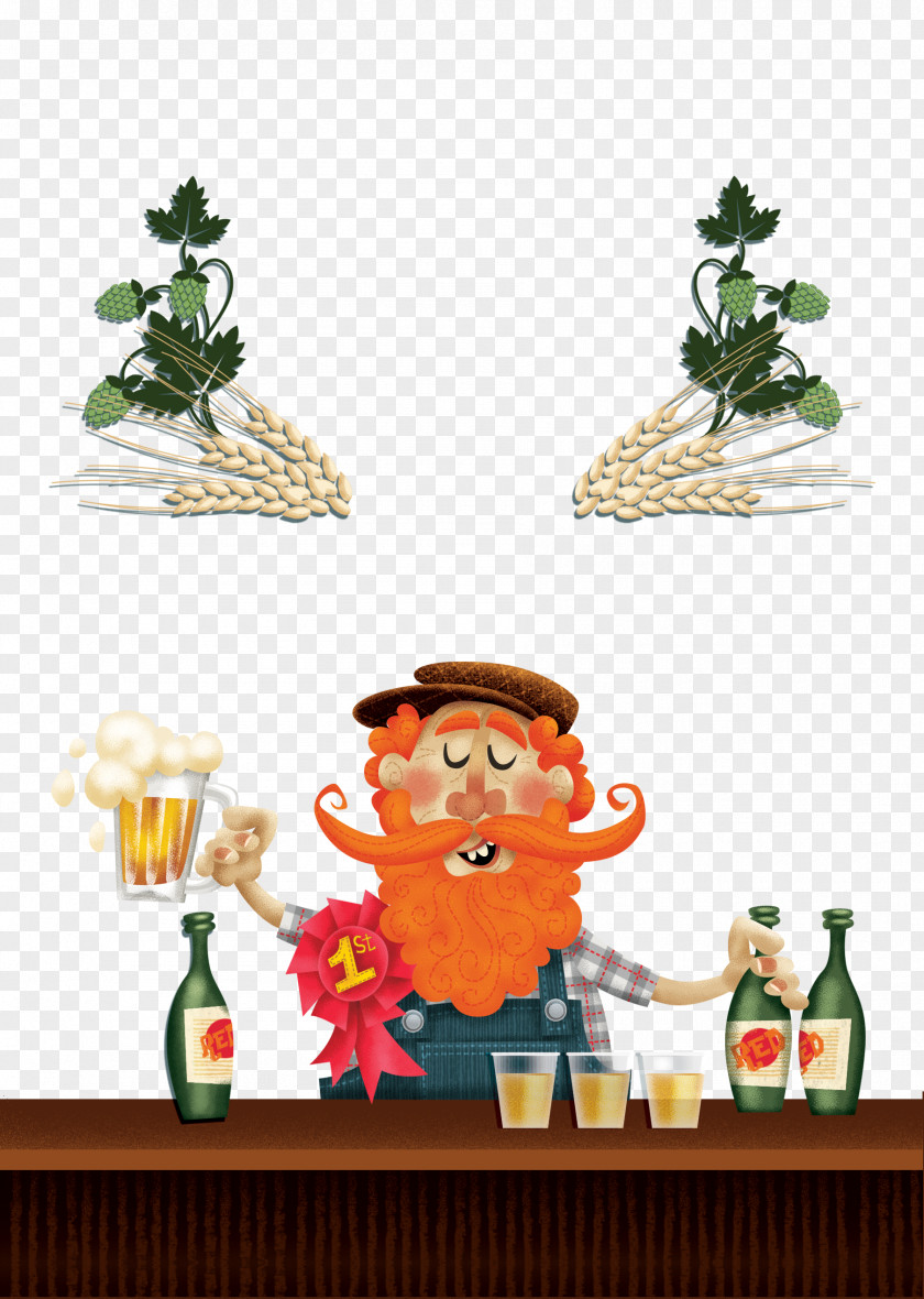 Beer Old Man And Wheat Drink PNG