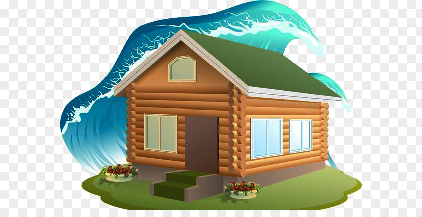 Flood And Tsunami Submerged Houses House Stock Illustration Clip Art PNG