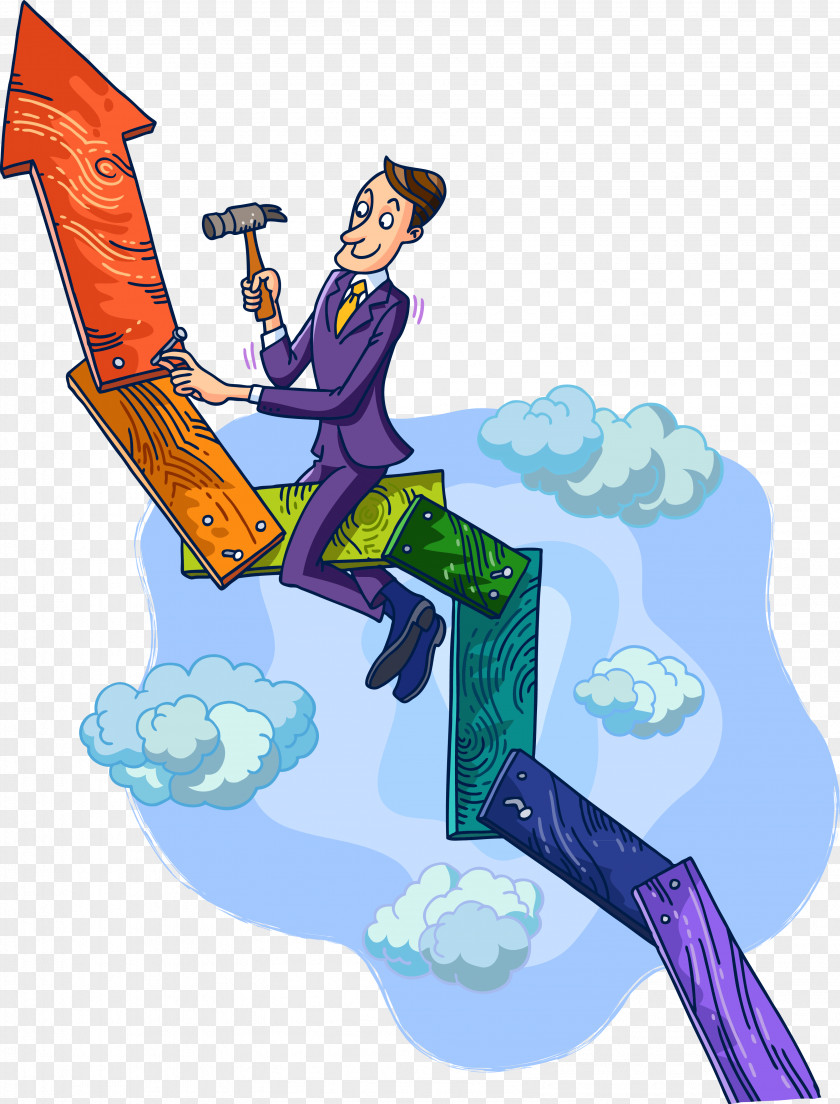 Bookbinding Business Man Painted Arrow Illustration PNG