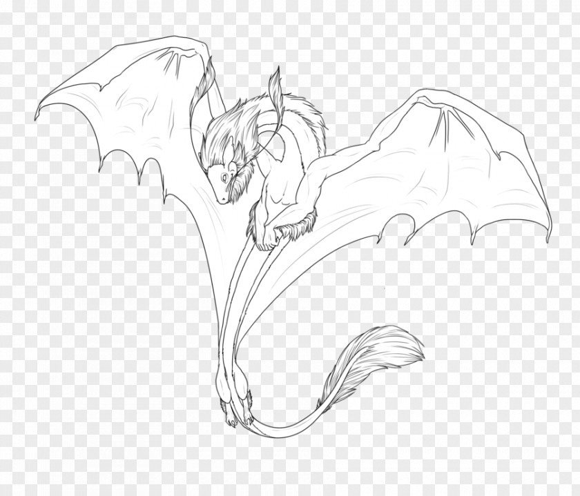 Dragon Line Art Drawing Sketch PNG