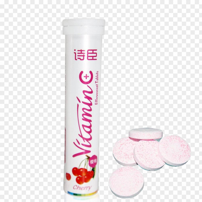 Cherry Flavor Effervescent Tablets Tablet Vitamin C PNG