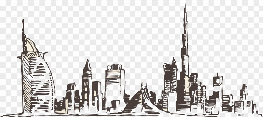 Dubai Skyline Drawing Photography PNG