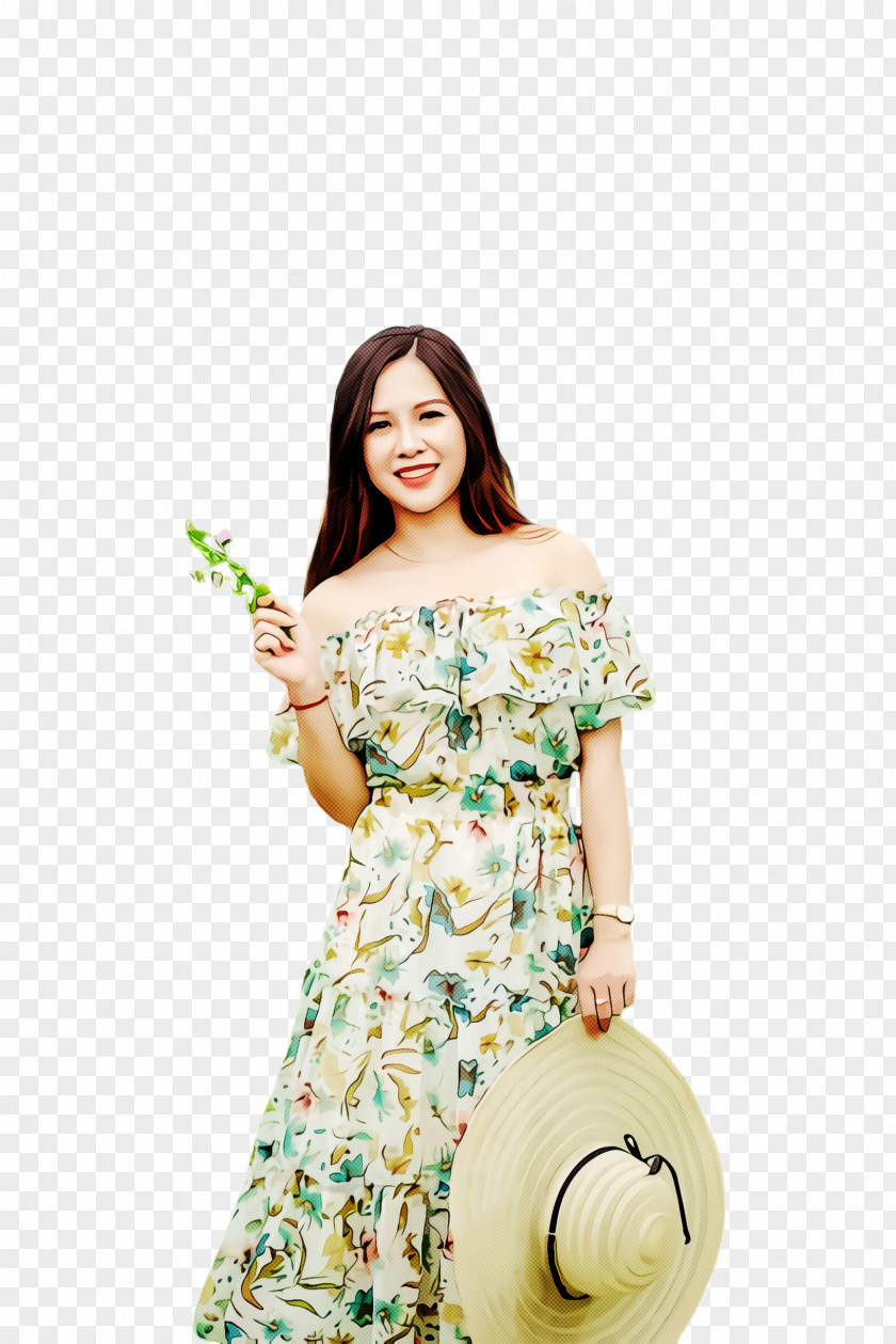 Fashion Model Beige Clothing Shoulder Green Dress Neck PNG