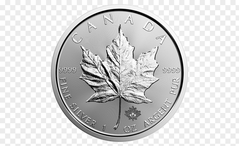 Metal Coin Canadian Silver Maple Leaf Gold Bullion PNG
