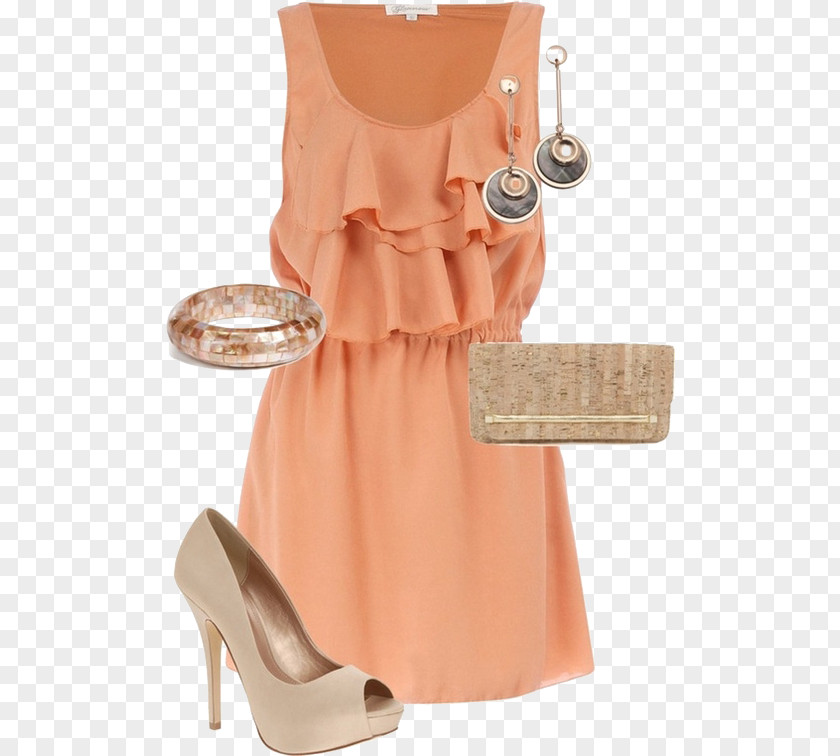Sleeveless Dress With Orange Clothing High-heeled Footwear Court Shoe PNG