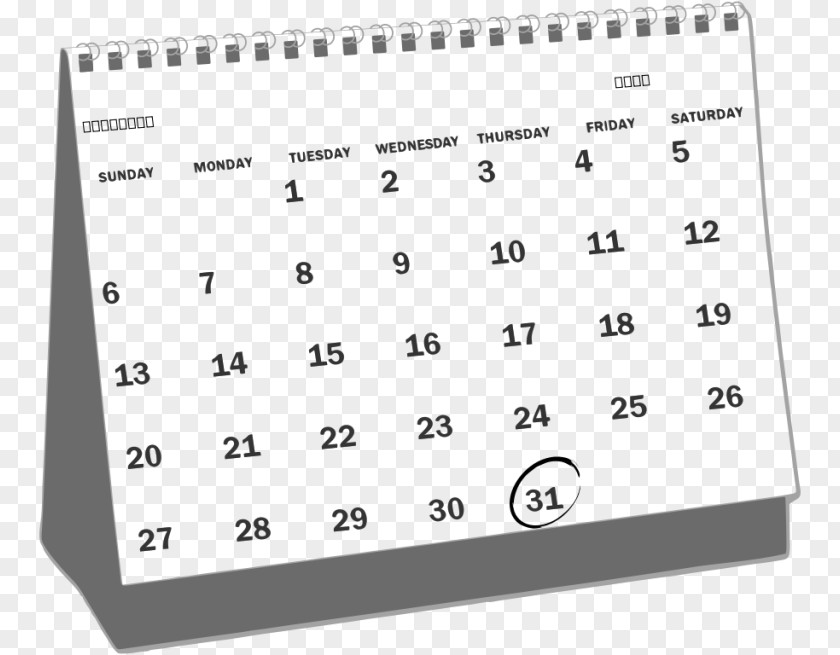 Calendar Black And White Clip Art PNG