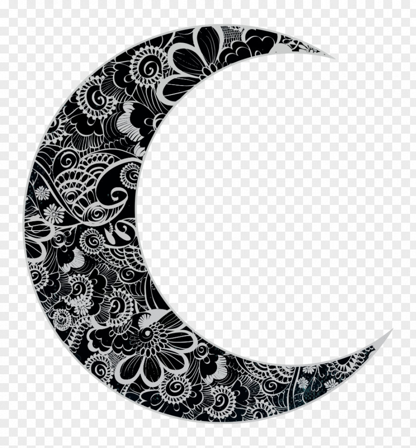 Boho Pattern Lunar Phase Moon Earth Clip Art PNG