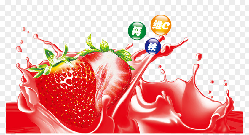Creative Posters Element Strawberry Juice Milk Drink Yogurt Template Aedmaasikas PNG