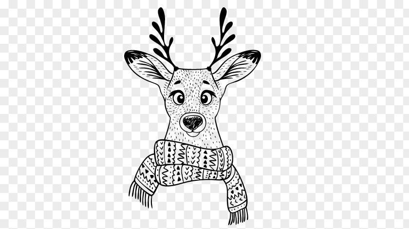 Deer Drawing Coloring Book Scarf PNG