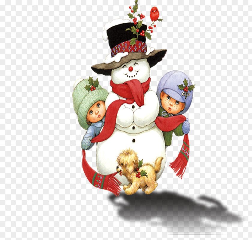 Snowman Christmas Card Greeting New Year Postcard PNG