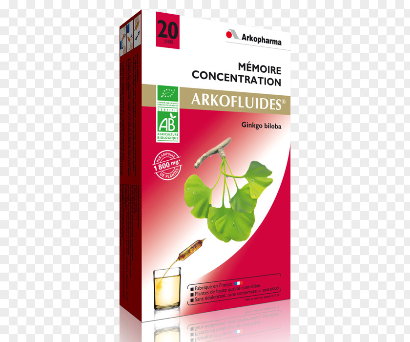 Ginkgo-biloba Dietary Supplement ARKOPHARMA Laboratories, Company Limited. Arkofluides Detox 20 Ampoules Food PNG