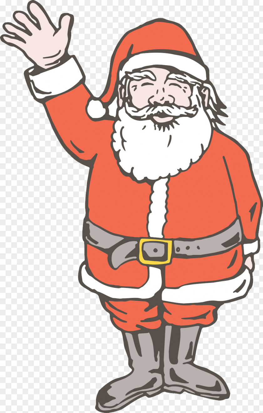 Santa Waved Goodbye Claus Clip Art PNG