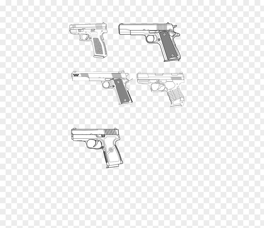 Sketch Military Pistol Firearm Weapon Handgun PNG