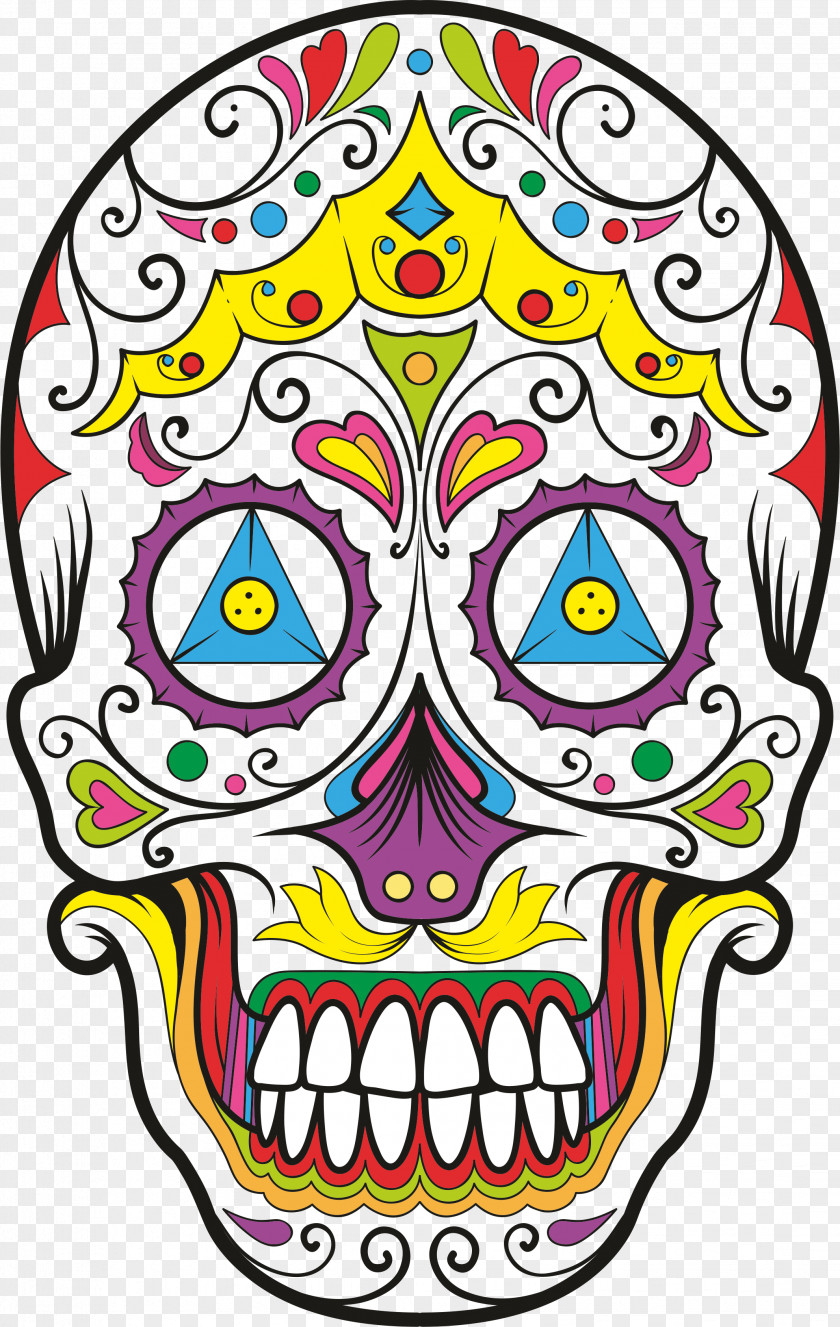 Skull Calavera T-shirt Day Of The Dead Mexican Cuisine PNG