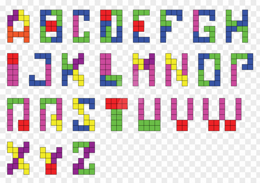 Tetris Alphabet Letter Computer Software Font PNG