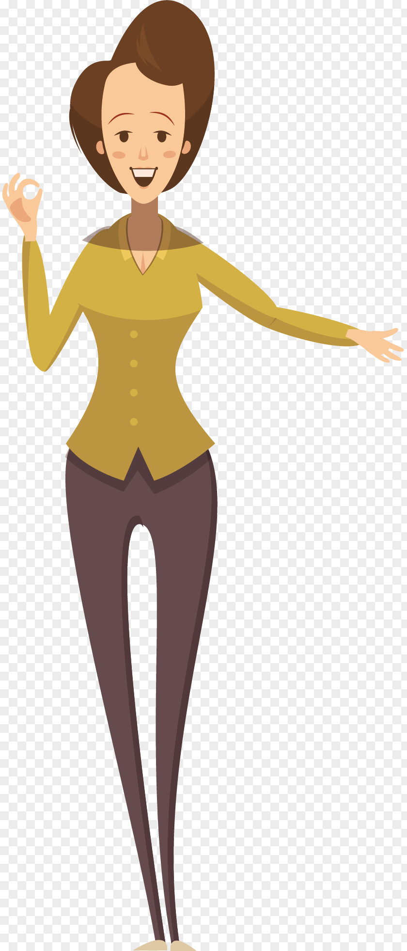 A Yellow Dress Clerk Cartoon Icon PNG