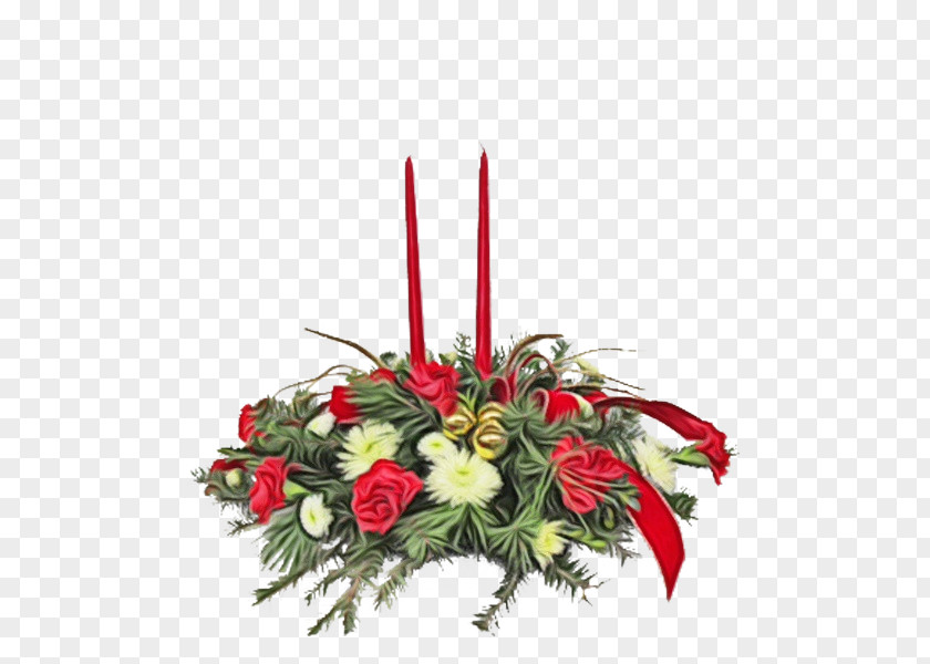Christmas Decoration Candle Floral Design PNG