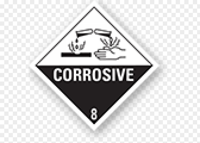 Etiqueta HAZMAT Class 8 Corrosive Substances Dangerous Goods Label Sticker PNG