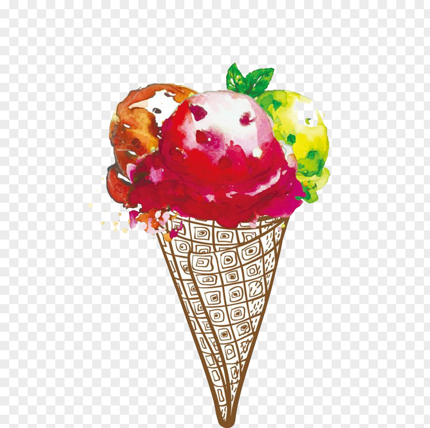 Ice Cream-painted Cream Milk Watercolor Painting Dessert PNG