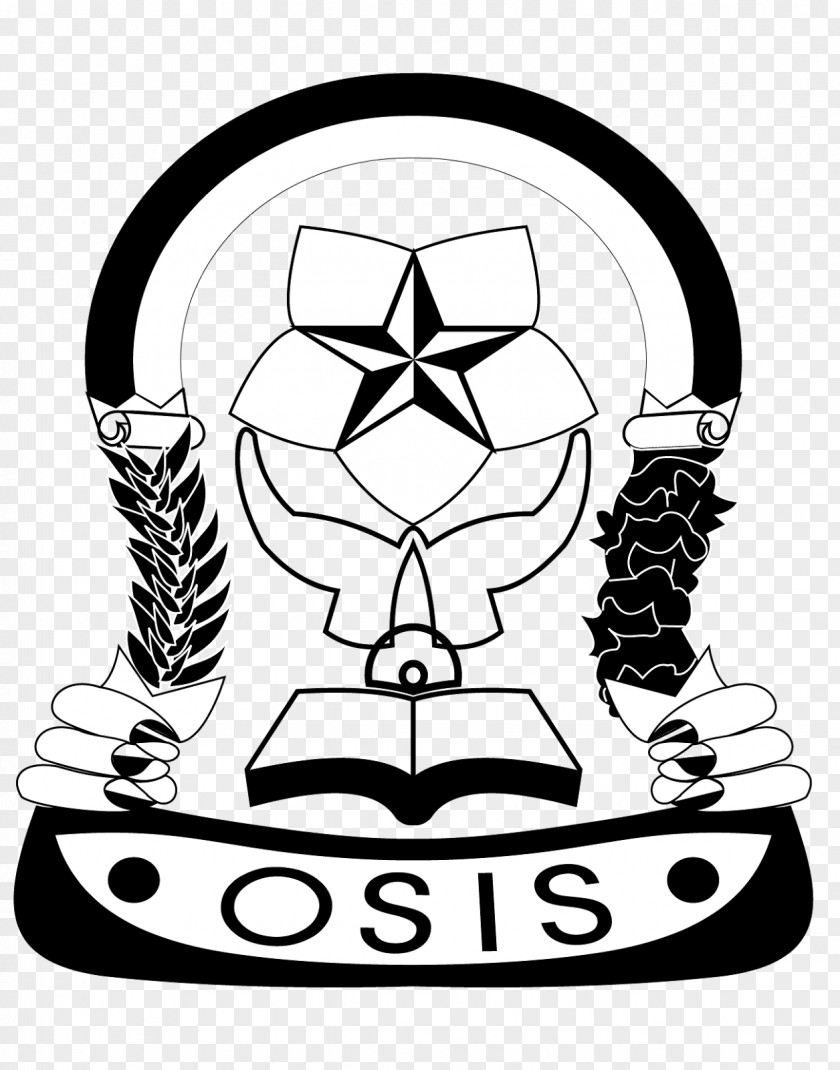 Logo Organisasi Siswa Intra Sekolah Black And White PNG