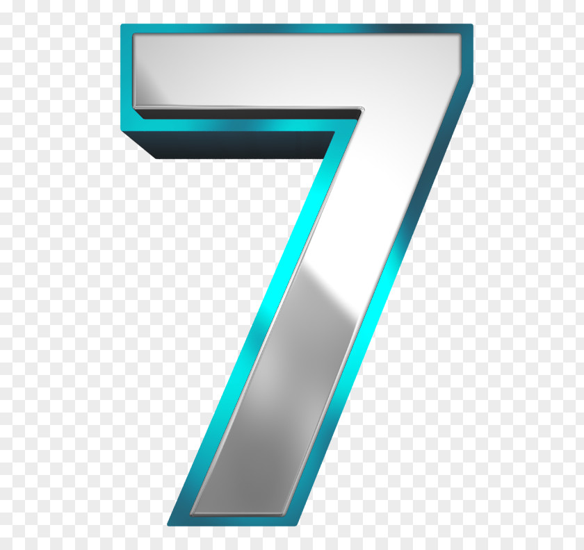 Metallic And Blue Number Seven Clipart Image PNG
