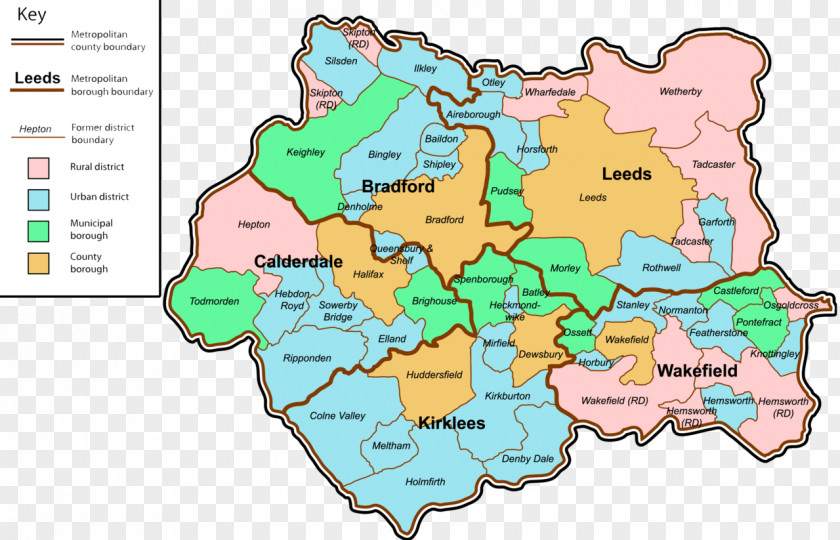 West Calderdale Ossett Keighley Metropolitan County Map PNG