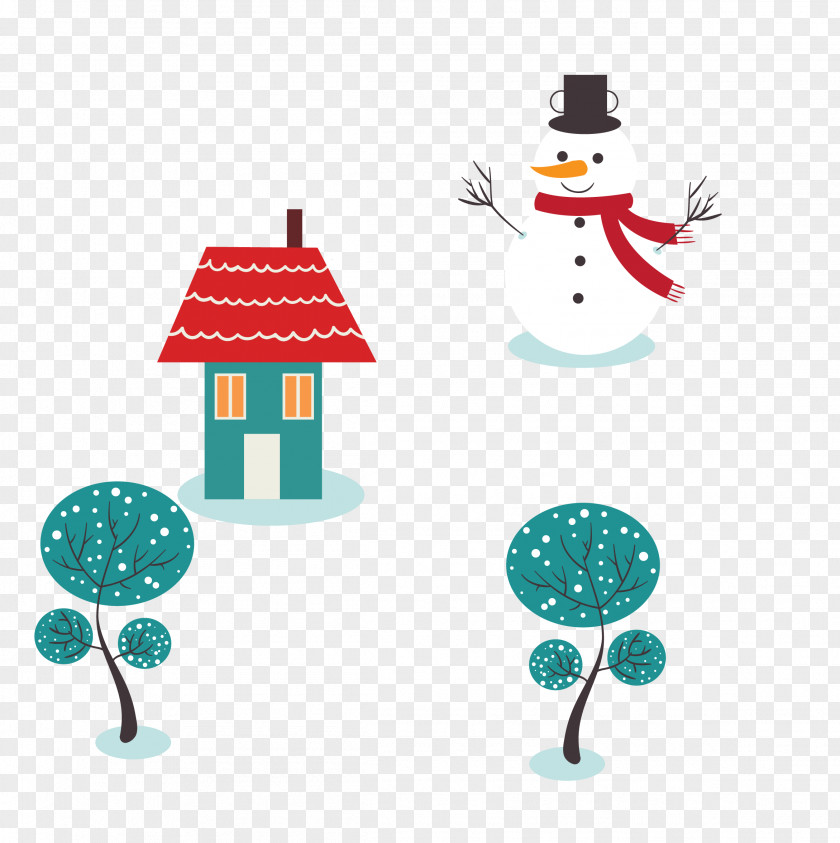 Winter Snowman Tree House Coloring Book PNG