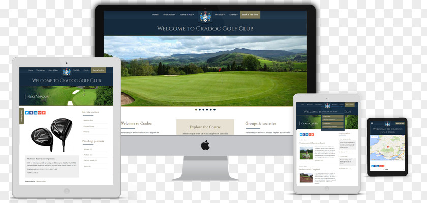 Website Mock Up Golf Course Clubs Web Page PNG