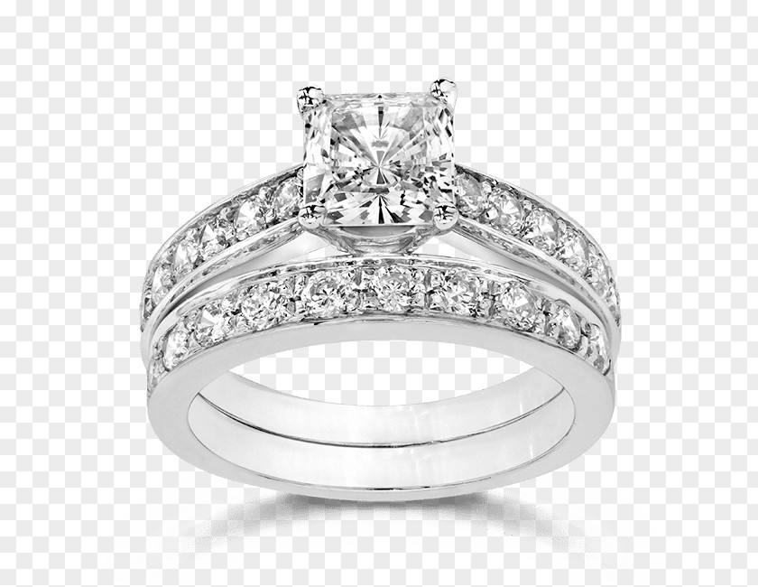 Princess Cut Bridal Sets Diamond Wedding Ring Engagement PNG