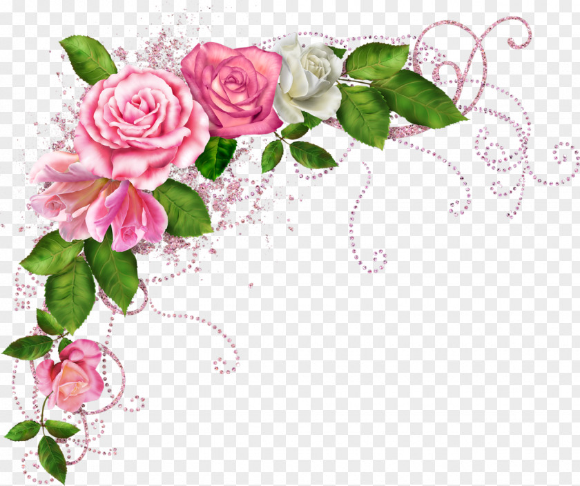 Rustic Flowers Pink Rose Sticker Color PNG