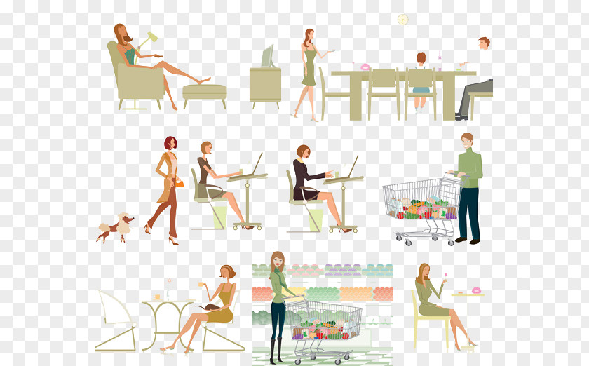 Business Men And Women Work Material Picture White-collar Worker Cartoon Stroke Illustration PNG