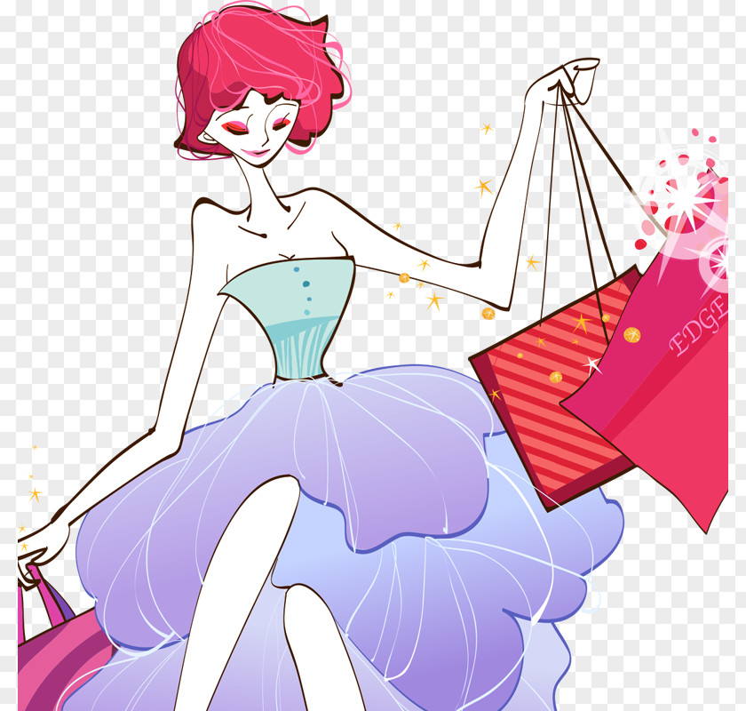 Women's Day Cartoon Material Shopping Download PNG