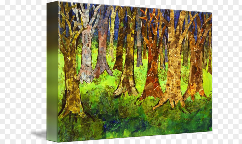 Abstract Tree Forest Painting Work Of Art Mixed Media PNG