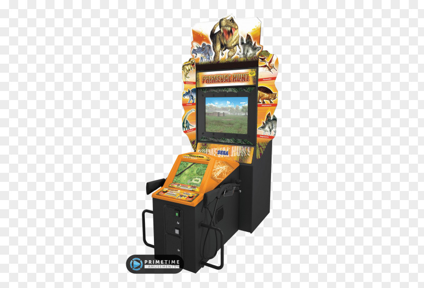 Builder's Trade Show Flyer Arcade Cabinet Primeval Hunt Rambo The Lost World: Jurassic Park Game PNG