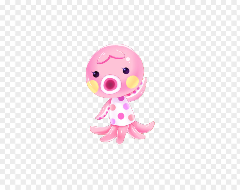 Animal Crossing Transparent Octopus Pink M Figurine Toy Infant PNG