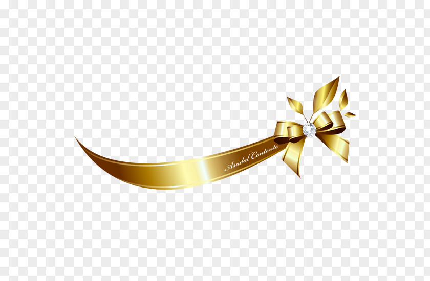 Gold Ribbon Bow Noble Textile Icon PNG